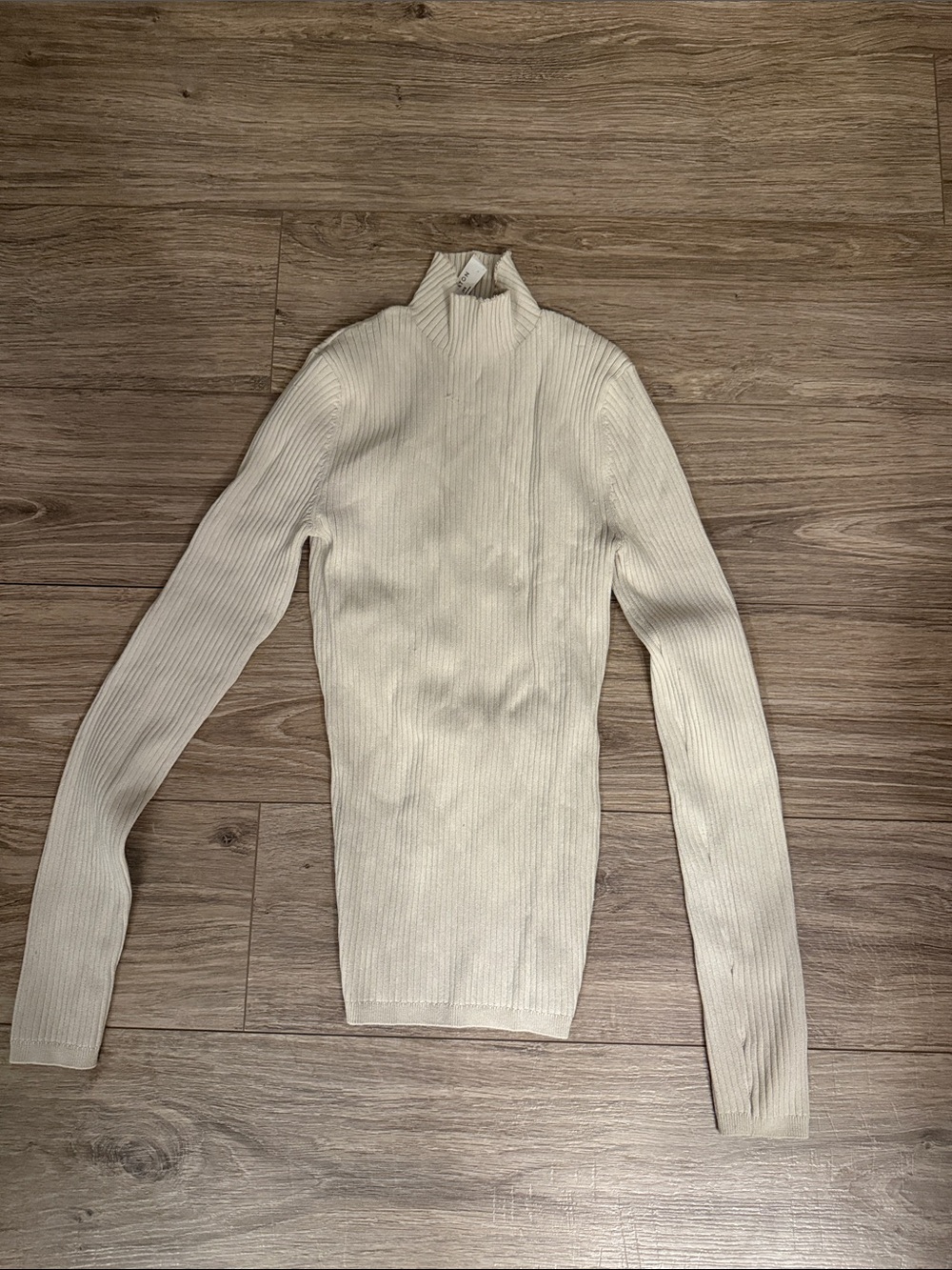 BABATON Slim Ribbed Mock Neck Sweater in Cream